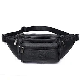 Sac banane en cuir de vache véritable pour homme