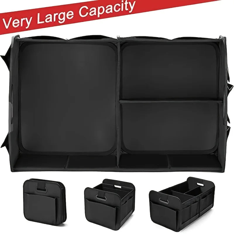 Organisateur de Coffre de Voiture Pliable – Grande Capacité, Multi-Compartiments en Tissu Oxford – Voiture, SUV & Fourgon