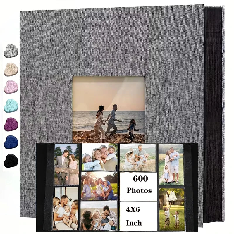 Grand Album Photo en Lin – 200 à 300 Pochettes pour Photos 10x15cm
