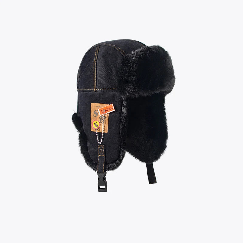 Chapka Russe Aviateur avec Lunettes Rétro – Bonnet d’Hiver Fourré, Cache-Oreilles Chauds – Homme & Femme