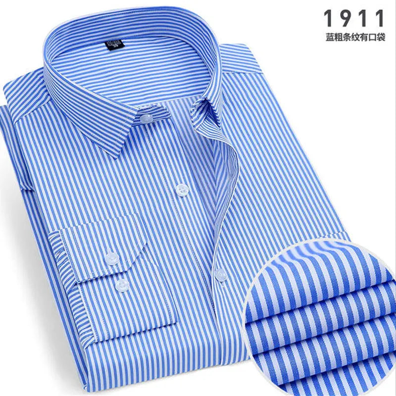 Chemise Homme à Rayures & Manches Longues – Sans Repassage, Anti-froissage et Respirante