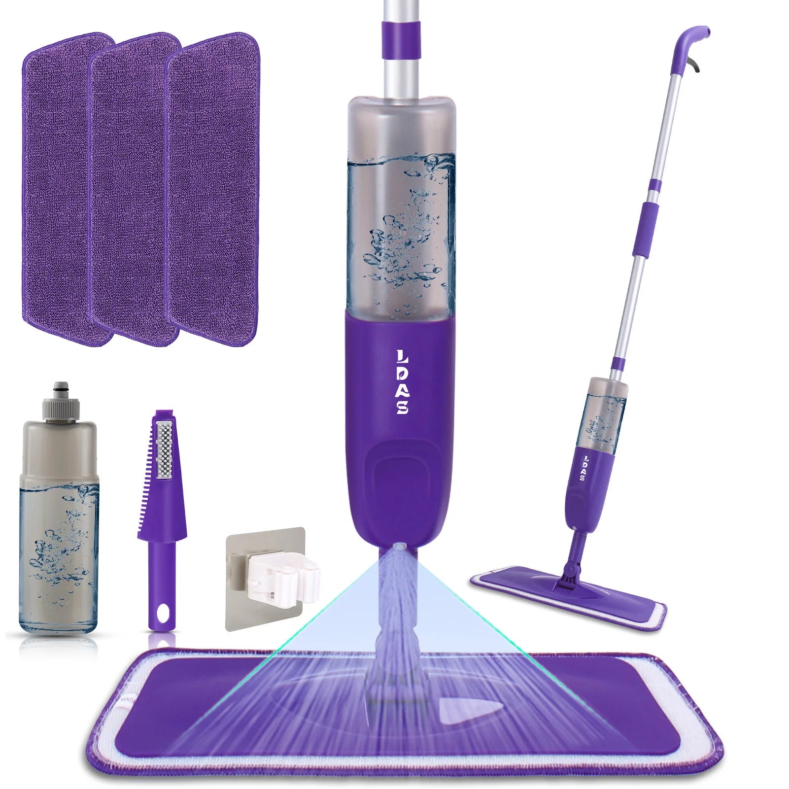 Balai Pulvérisateur Humide & Sec – Nettoyage Facile + 3 Tampons Microfibres