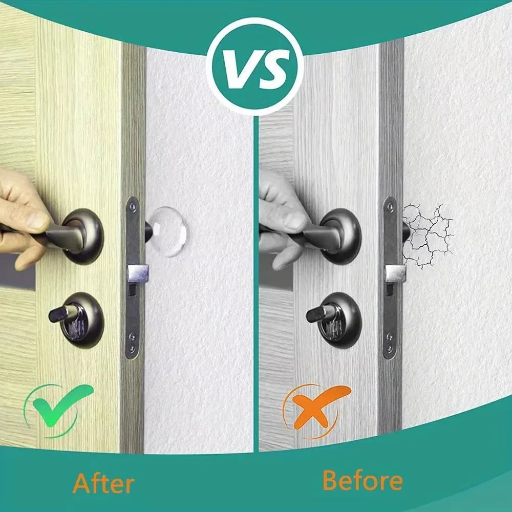 Lot de 12 Protections Murales Adhésives Transparentes pour Poignée de Porte – Amortisseur Anti-Choc & Anti-Bruit en Caoutchouc Souple
