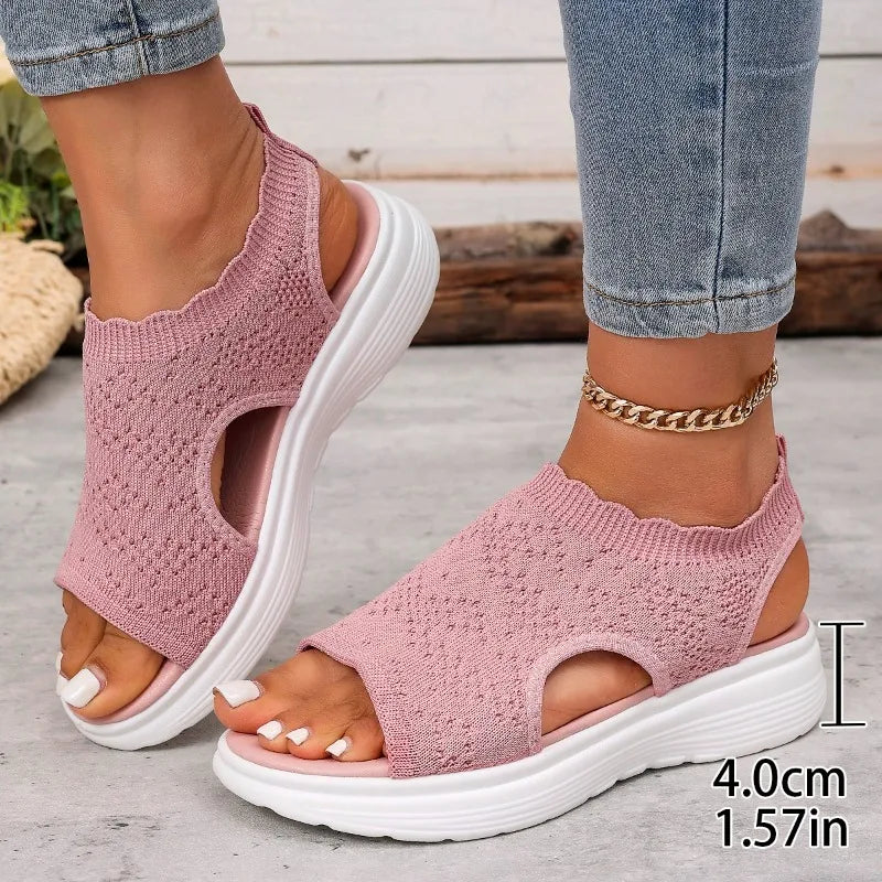 Sandales Femme en Maille Ajourée – Semelle Compensée Confort et Maintien, Été 2026
