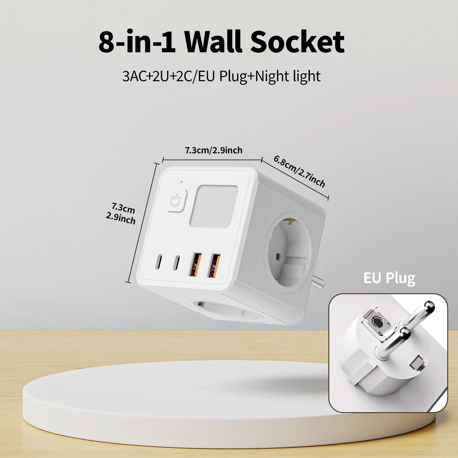 Multiprise Murale 7 en 1 avec Veilleuse LED Réglable