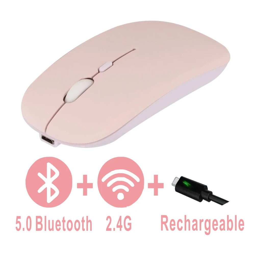 Souris Sans Fil Double Mode Bluetooth & 2,4 GHz – Rechargeable, Silencieuse et DPI Réglable