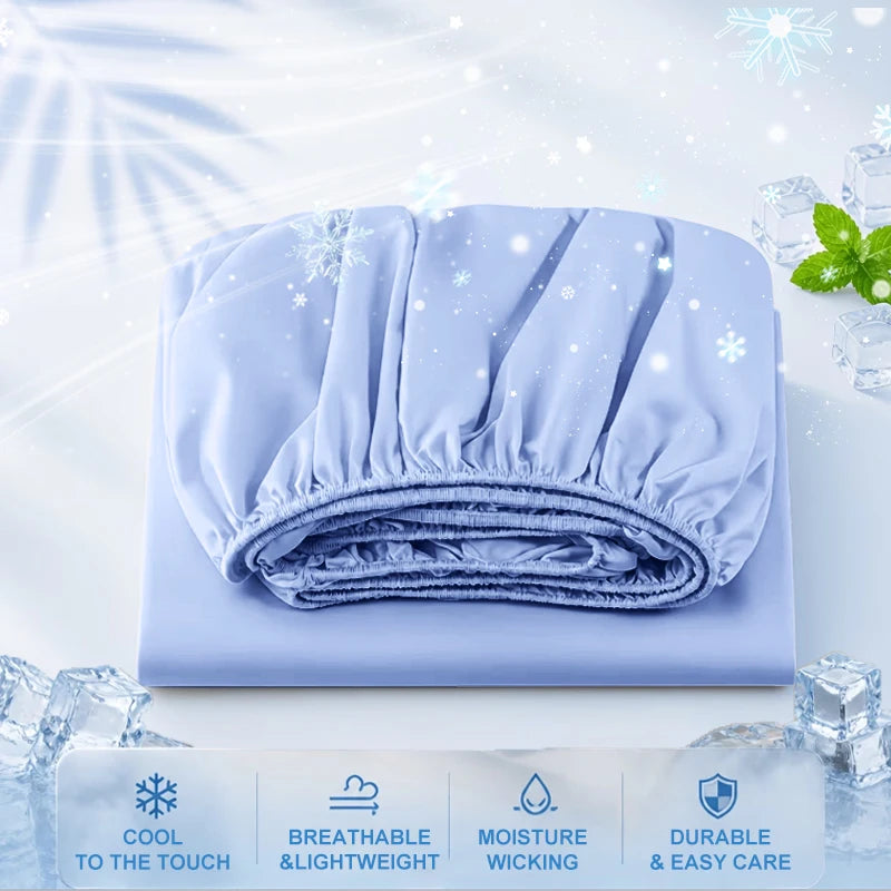 Drap-Housse Rafraîchissant d’Été – Tissu Respirant, Doux pour la Peau avec Bande Élastique
