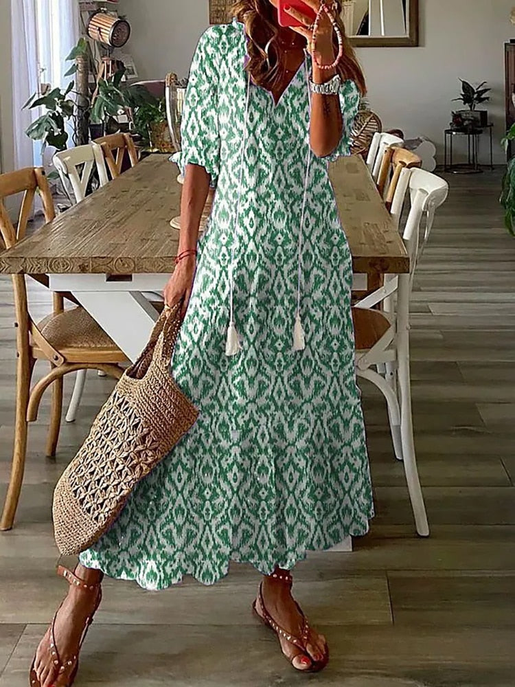 Robe Longue d'Été À Imprimé Floral