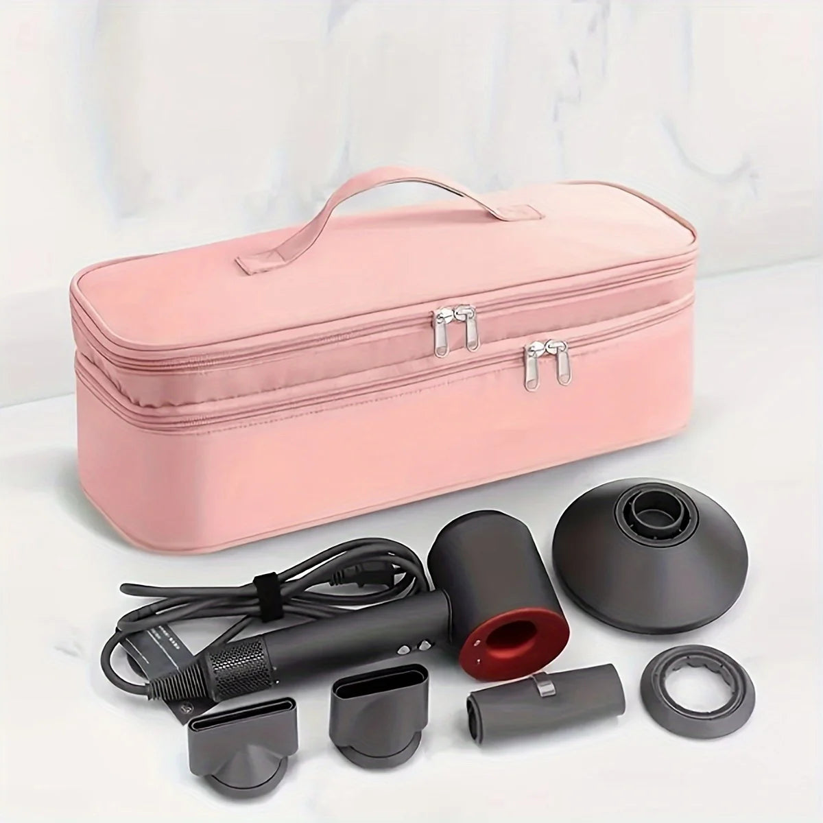 Mallette de Transport à Double Compartiment – Sac Organisateur pour Sèche-Cheveux, Brosse à Air Chaud et Accessoires
