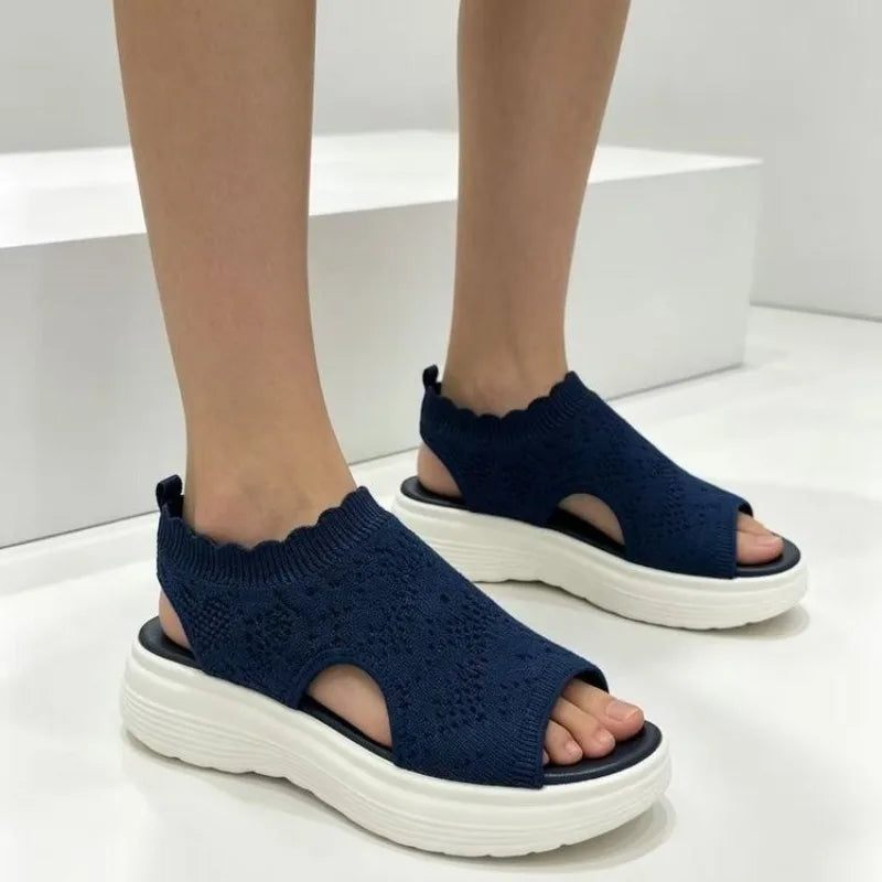 Sandales Femme en Maille Ajourée – Semelle Compensée Confort et Maintien, Été 2026