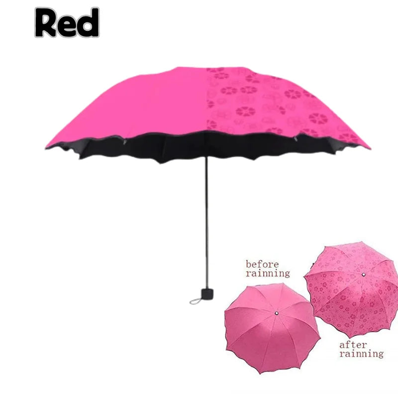 Parapluie Magique Pliant à Fleurs – Motifs qui Changent de Couleur sous la Pluie – Anti-UV, Compact & Portable