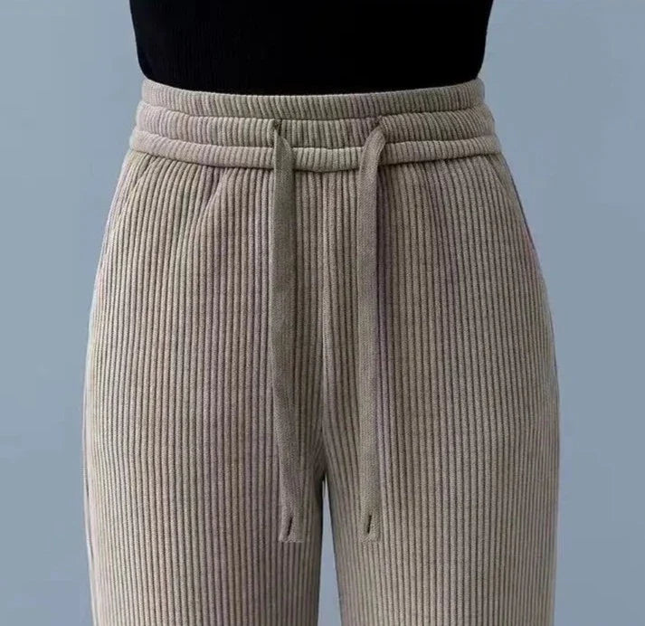 Pantalon en velours côtelé ample Femme - Intérieur fourrure