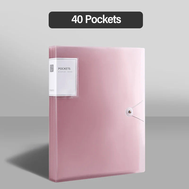 Porte-Vues avec Pochettes Transparentes & Fermeture à Élastique pour Rangement Documents – 20/30/40/ 60 Pages