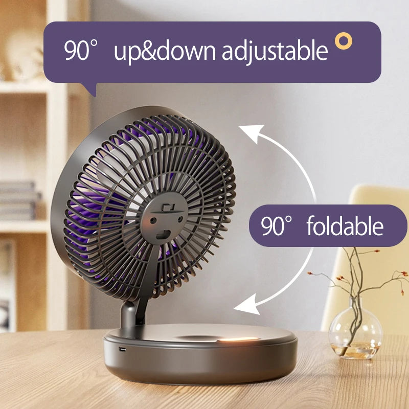 Ventilateur Portable 3-en-1 Rechargeable 1200mAh — Mural, Posable & Pliable 90°