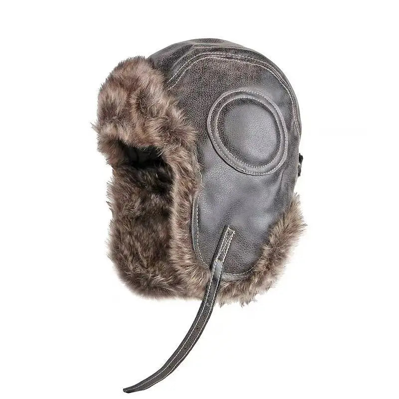 Chapka Russe Aviateur avec Lunettes Rétro – Bonnet d’Hiver Fourré, Cache-Oreilles Chauds – Homme & Femme