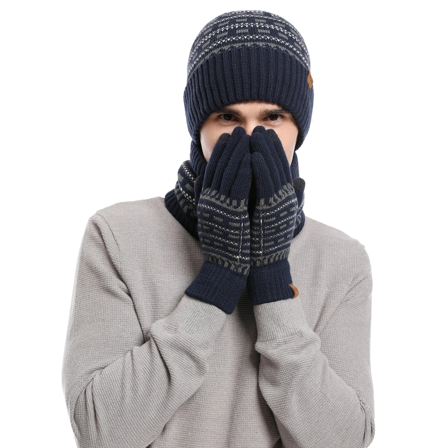 Set Bonnet, Gants & Écharpe Chauds Homme