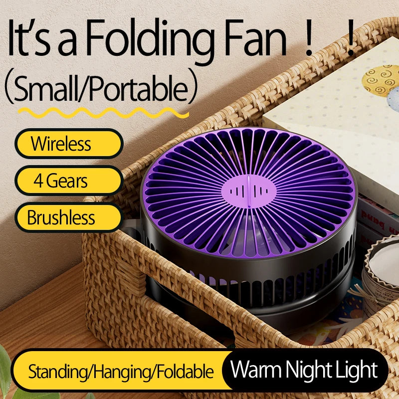 Ventilateur Portable 3-en-1 Rechargeable 1200mAh — Mural, Posable & Pliable 90°