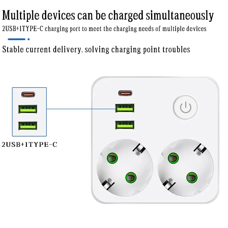 Prise Murale Double avec USB & Type-C – 2500W