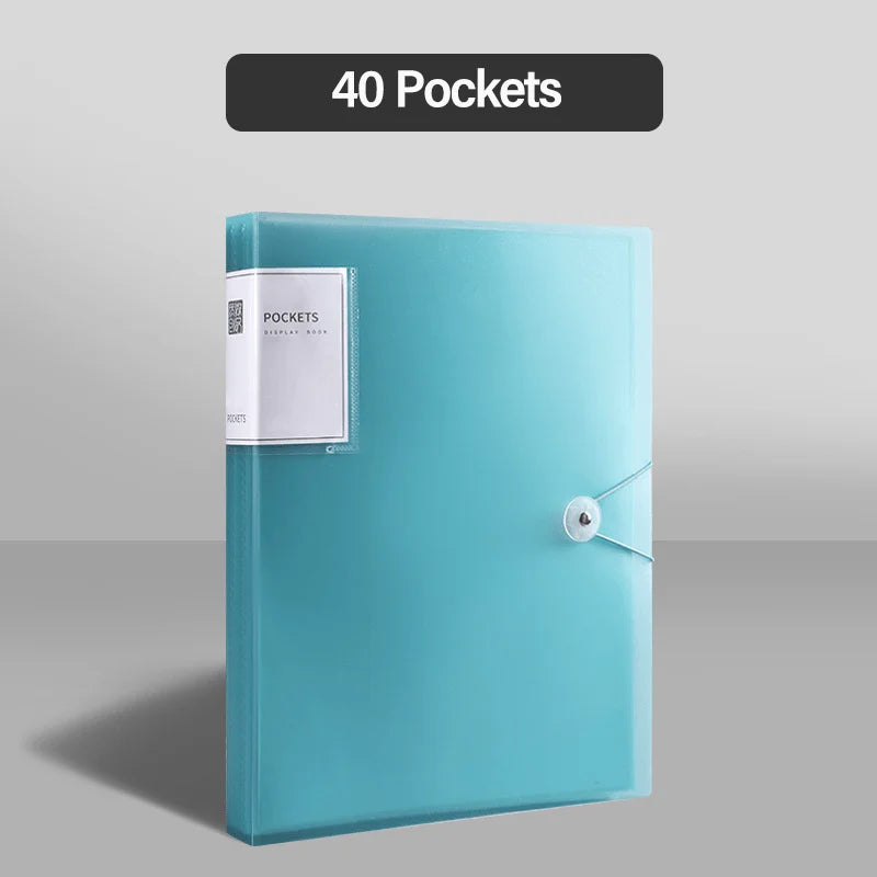 Porte-Vues avec Pochettes Transparentes & Fermeture à Élastique pour Rangement Documents – 20/30/40/ 60 Pages