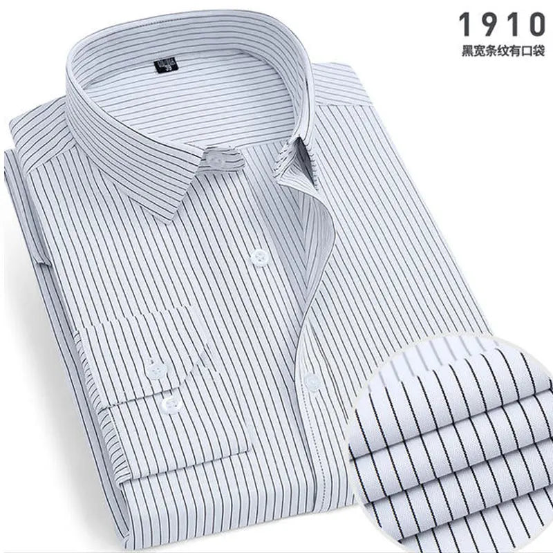 Chemise Homme à Rayures & Manches Longues – Sans Repassage, Anti-froissage et Respirante