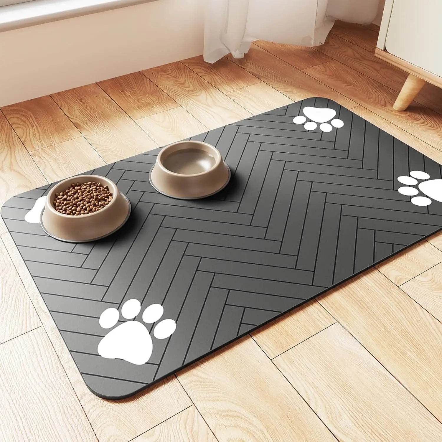 Tapis Absorbant pour Gamelles Chien & Chat – Imperméable, Antidérapant & Séchage Rapide – Pour Eau et Nourriture