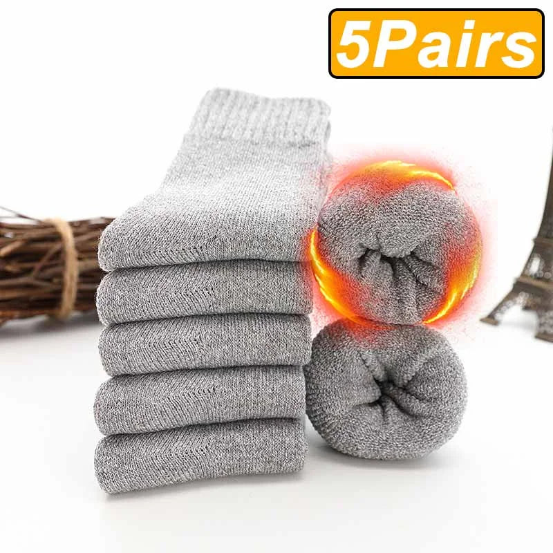 5 Paires de Chaussettes en laine mérinos Chaudes et confortables