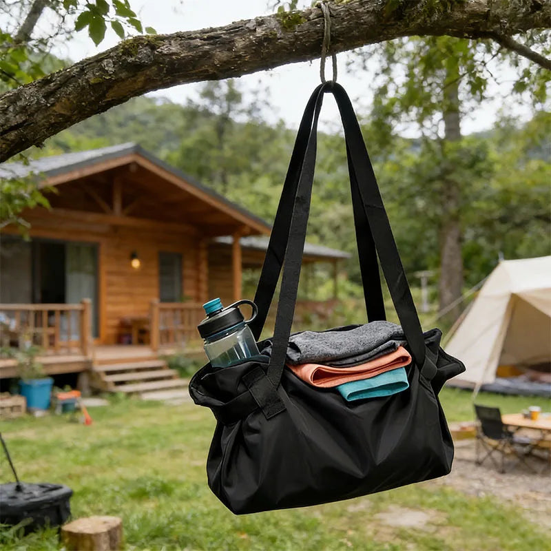 Foldable Travel Bag Large Capacity – Waterproof Tote Bag with Picnic Mat Included