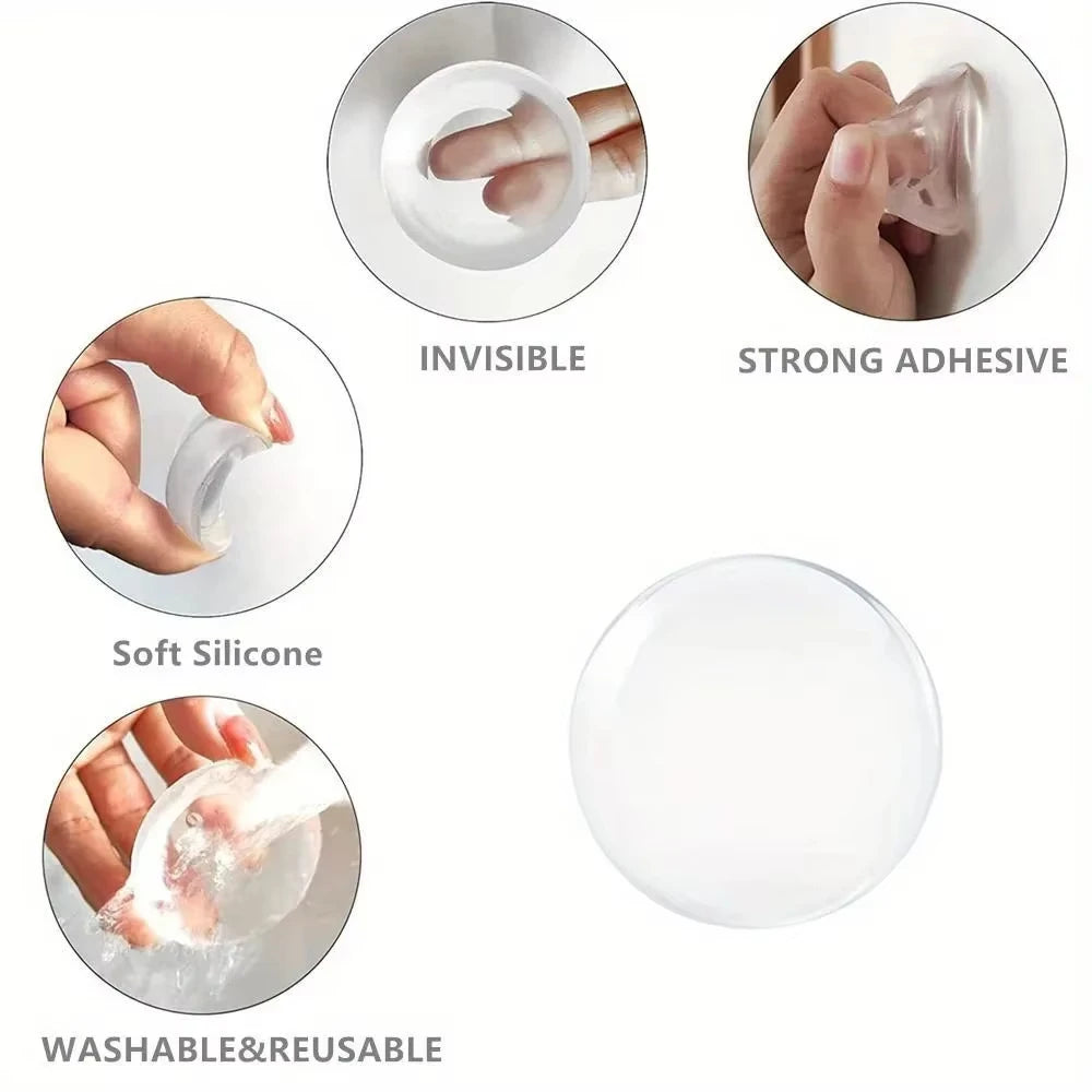 Lot de 12 Protections Murales Adhésives Transparentes pour Poignée de Porte – Amortisseur Anti-Choc & Anti-Bruit en Caoutchouc Souple