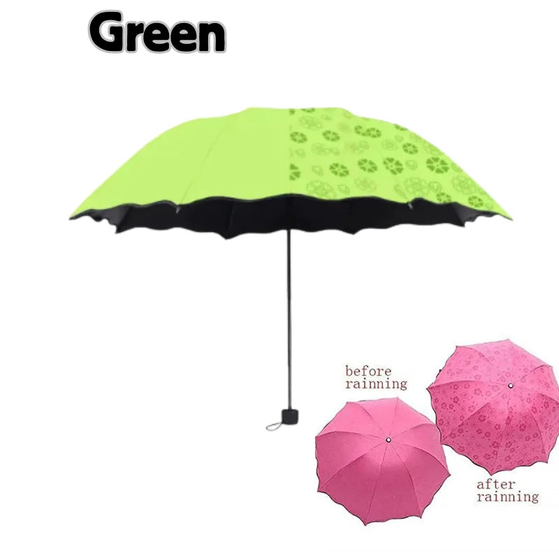 Parapluie Magique Pliant à Fleurs – Motifs qui Changent de Couleur sous la Pluie – Anti-UV, Compact & Portable