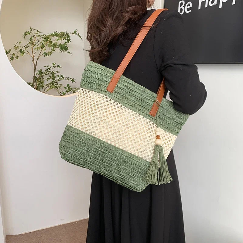 Grand Sac Fourre-Tout Bohème en Lin Tressé