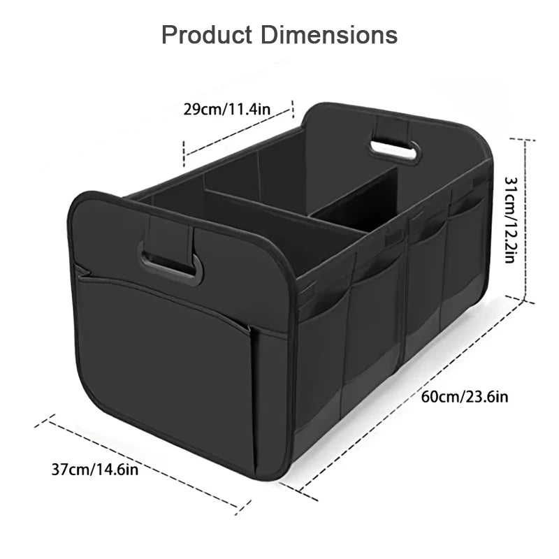 Organisateur de Coffre de Voiture Pliable – Grande Capacité, Multi-Compartiments en Tissu Oxford – Voiture, SUV & Fourgon
