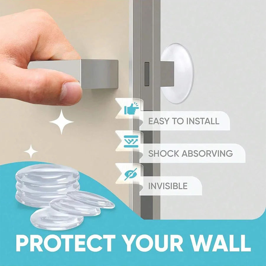 Lot de 12 Protections Murales Adhésives Transparentes pour Poignée de Porte – Amortisseur Anti-Choc & Anti-Bruit en Caoutchouc Souple