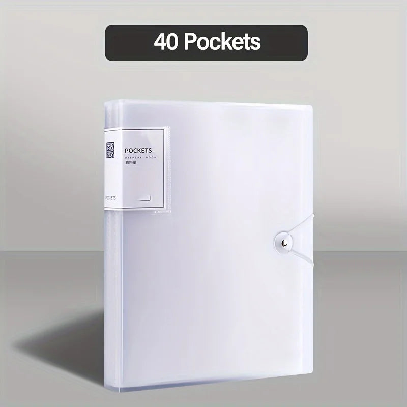 Porte-Vues avec Pochettes Transparentes & Fermeture à Élastique pour Rangement Documents – 20/30/40/ 60 Pages
