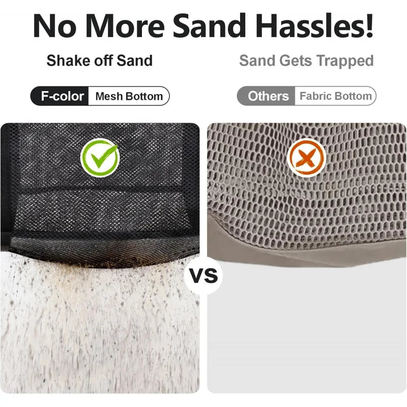 Grand Sac de Plage en Maille Grande Capacité avec 9 Poches – Séchage Rapide et Design Anti-Sable