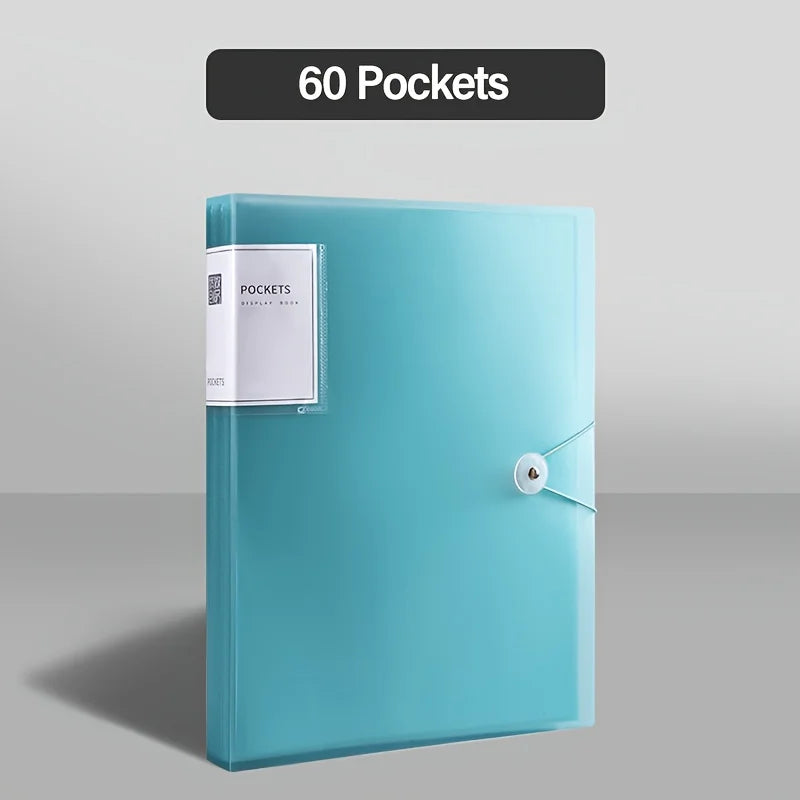 Porte-Vues avec Pochettes Transparentes & Fermeture à Élastique pour Rangement Documents – 20/30/40/ 60 Pages