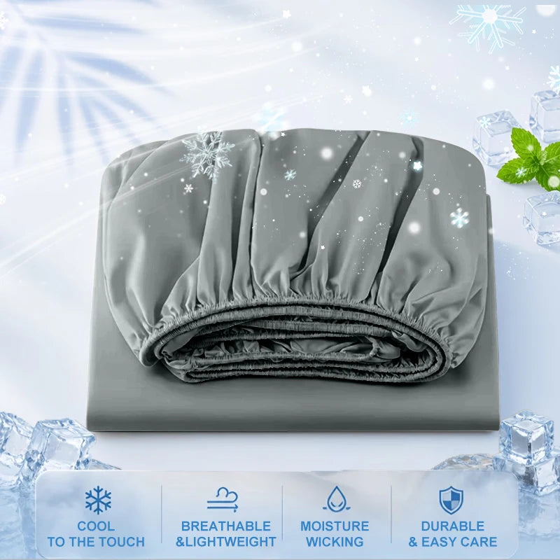 Drap-Housse Rafraîchissant d’Été – Tissu Respirant, Doux pour la Peau avec Bande Élastique