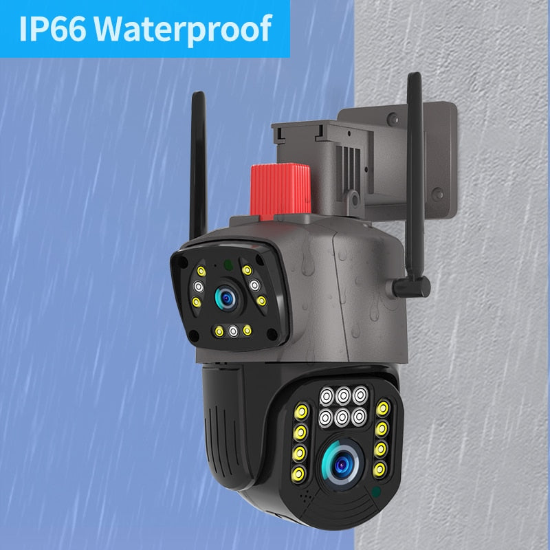 Dual-Lens Security Camera with Night Vision and Alarm