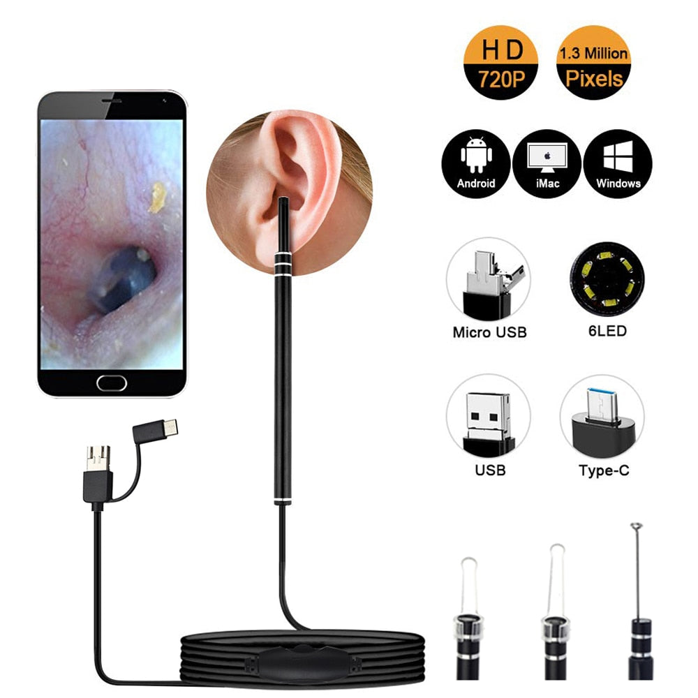 Caméra Otoscope HD - Micro USB, USB, USB Type-C