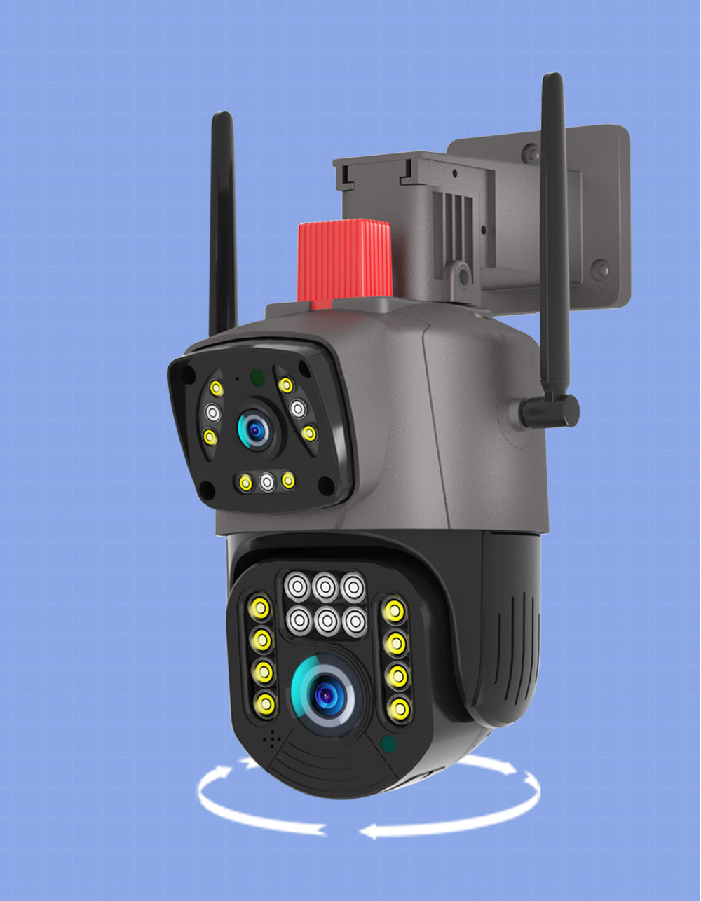 Dual-Lens Security Camera with Night Vision and Alarm