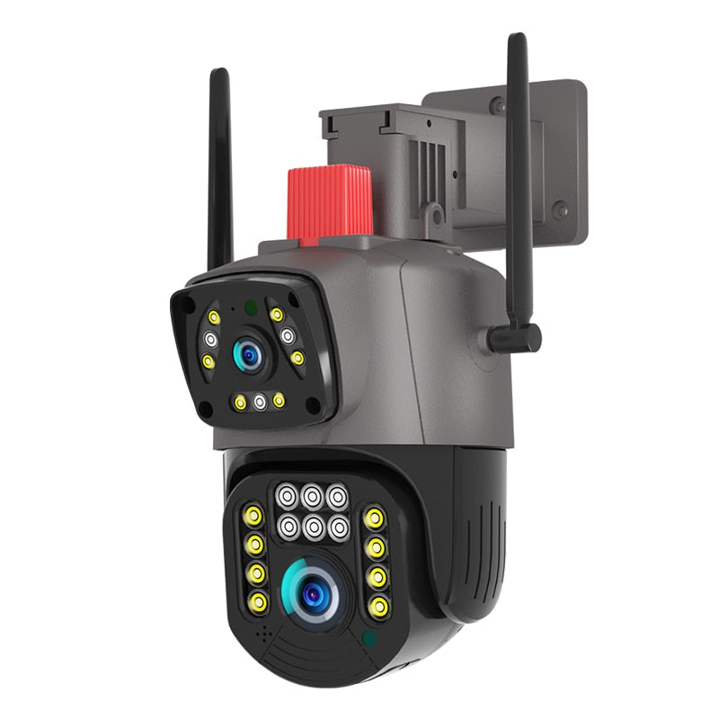 Dual-Lens Security Camera with Night Vision and Alarm