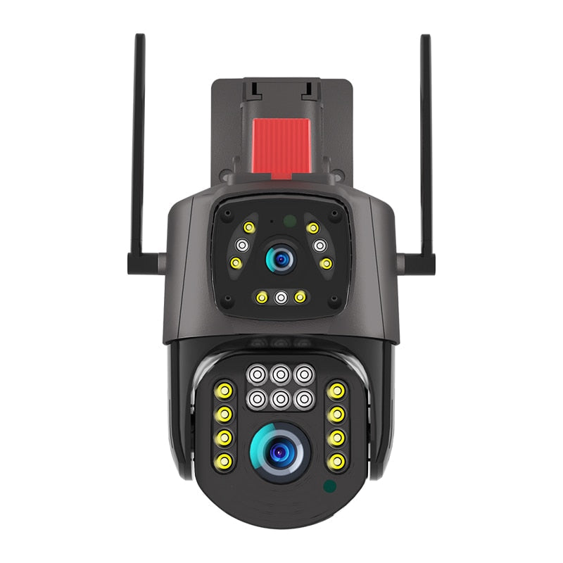 Dual-Lens Security Camera with Night Vision and Alarm