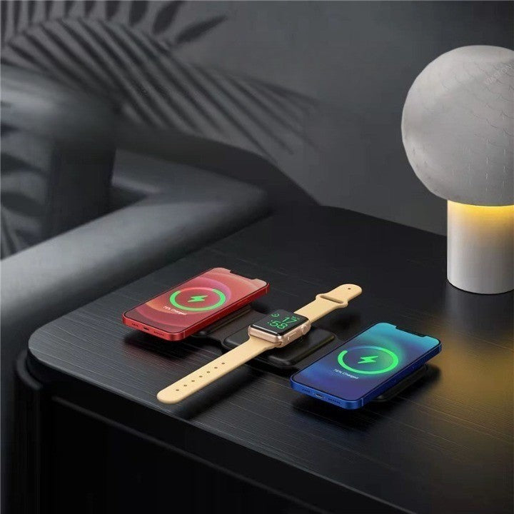 Chargeur à induction sans fil et pliable - 3 en 1