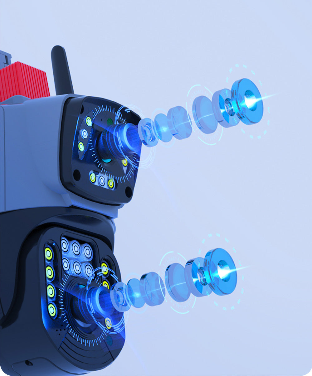 Dual-Lens Security Camera with Night Vision and Alarm