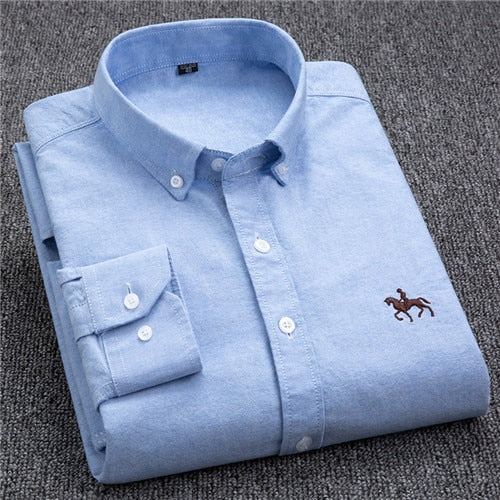 Chemise type Oxford en coton à manches longues pour homme