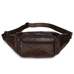Sac banane en cuir de vache véritable pour homme