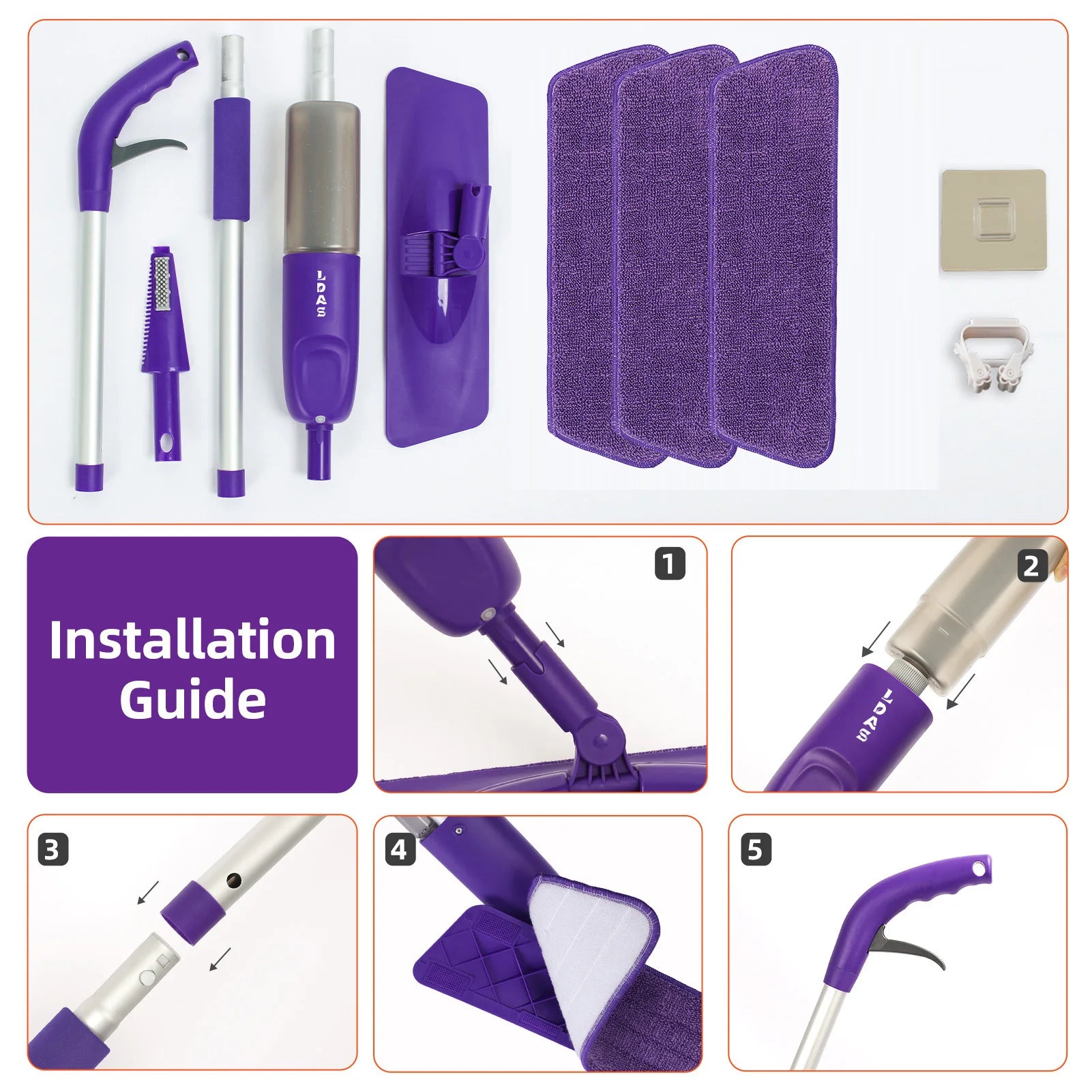 Balai Pulvérisateur Humide & Sec – Nettoyage Facile + 3 Tampons Microfibres
