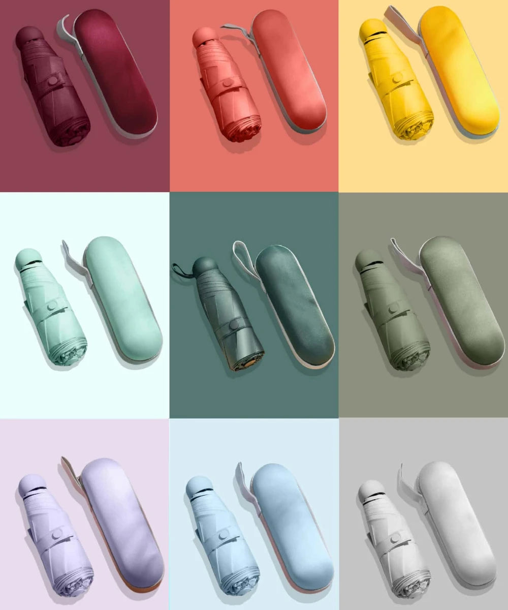 Mini Parapluie Capsule avec boite de rangement – Soleil & Pluie