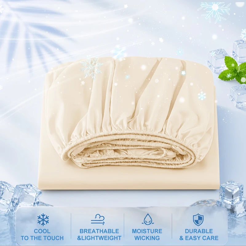 Drap-Housse Rafraîchissant d’Été – Tissu Respirant, Doux pour la Peau avec Bande Élastique