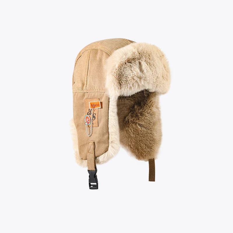 Chapka Russe Aviateur avec Lunettes Rétro – Bonnet d’Hiver Fourré, Cache-Oreilles Chauds – Homme & Femme