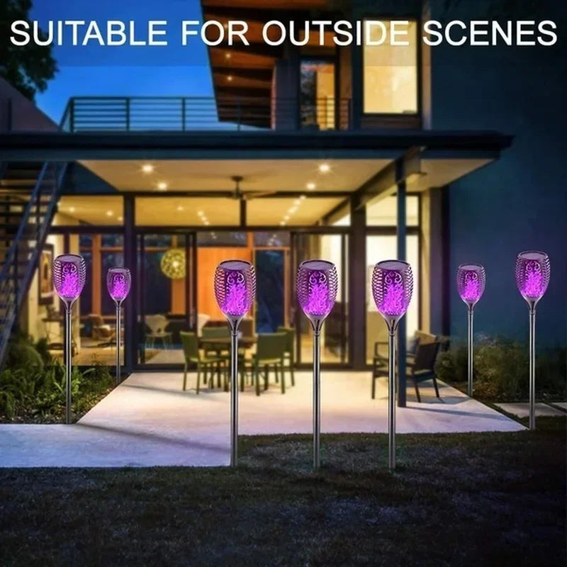 Torche à Flamme Solaire Étanche pour Décoration de Jardin - 4 pièces